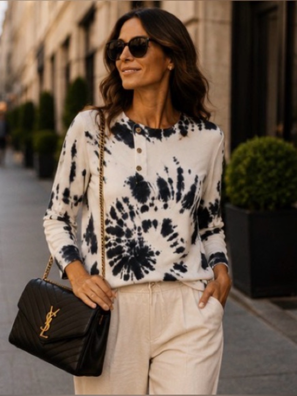Laurence Bras Paris Tie Dye Long Sleeve Top | French Designer Boho Luxe Tee